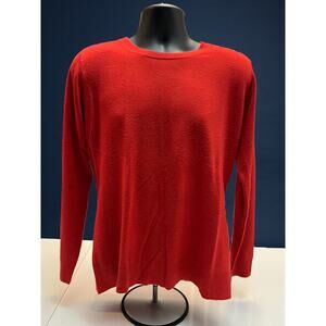 Basic Editions Sweater Size L Red Pull Over Round Neck Long Sleeve Casual